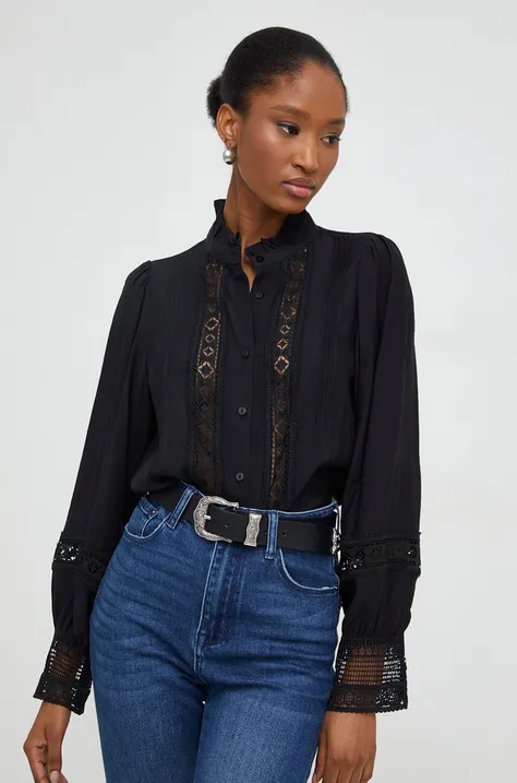 Košulja Answear Lab za žene, boja: crna, regular, s ruskim ovratnikom
