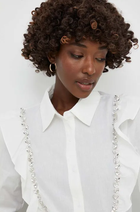 Хлопковая рубашка Answear Lab женская цвет белый regular классический воротник