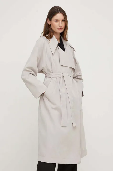 Тренч Answear Lab жіночий колір сірий перехідний oversize