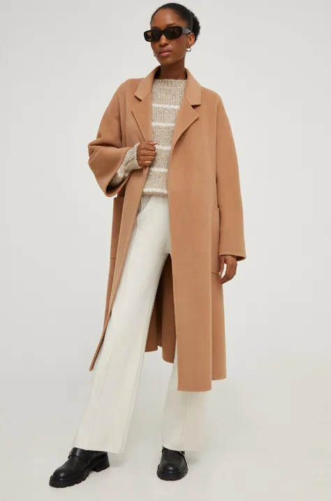 Шерстяное пальто Answear Lab цвет бежевый переходное