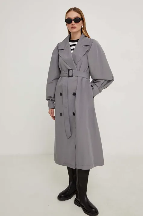 Answear Lab płaszcz X kolekcja limitowana NO SHAME damski kolor szary przejściowy dwurzędowy