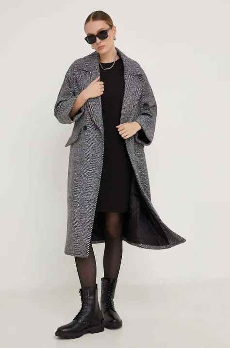 Μάλλινο παλτό Answear Lab χρώμα: μαύρο
