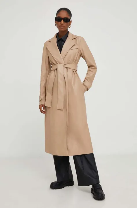 Пальто Answear Lab жіноче колір бежевий перехідне без застібки