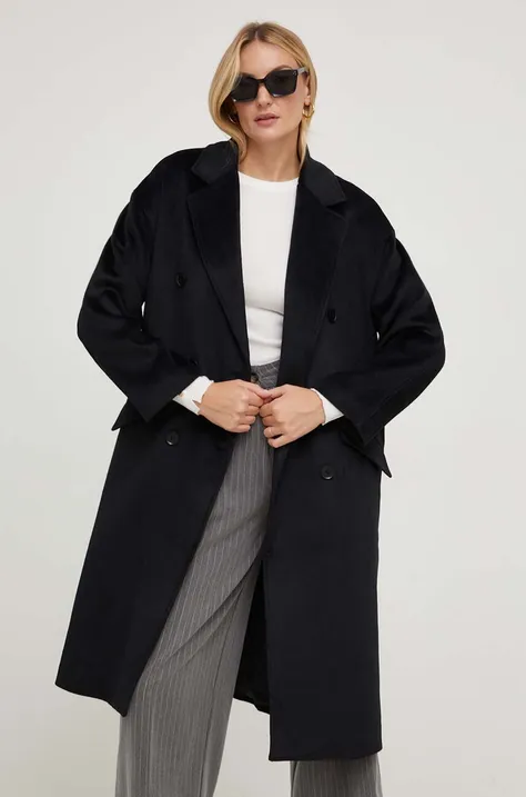 Answear Lab płaszcz z wełną kolor czarny przejściowy oversize