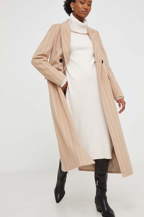 Пальто з вовною Answear.LAB колір бежевий перехідне