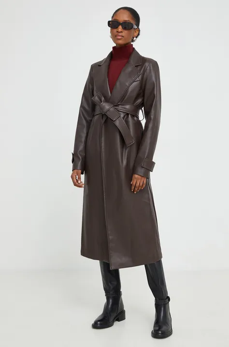 Пальто Answear Lab жіноче колір коричневий перехідне без застібки