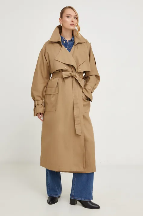 Пальто Answear Lab жіноче колір бежевий перехідне без застібки