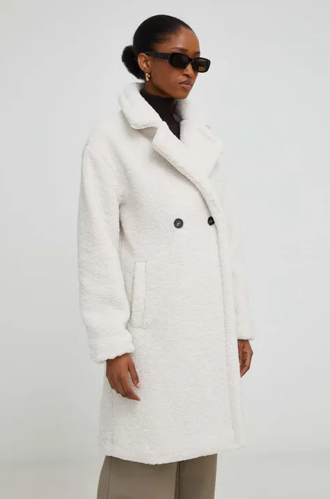 Answear Lab płaszcz damski kolor biały przejściowy oversize