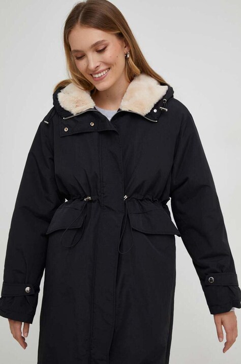 Answear Lab parka Waterproof femei, culoarea negru, de tranzitie