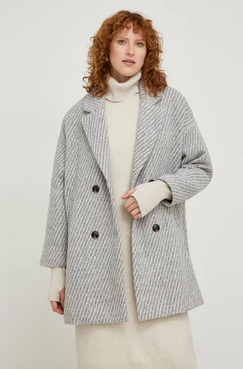 Answear Lab palton de lana culoarea gri, de tranzitie, oversize