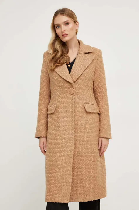 Пальто с шерстью Answear Lab цвет коричневый переходное