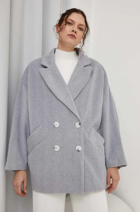 Пальто Answear Lab жіноче колір сірий перехідне двобортне