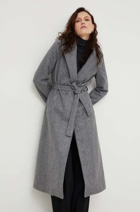 Kabát Answear Lab dámsky, šedá farba, prechodný