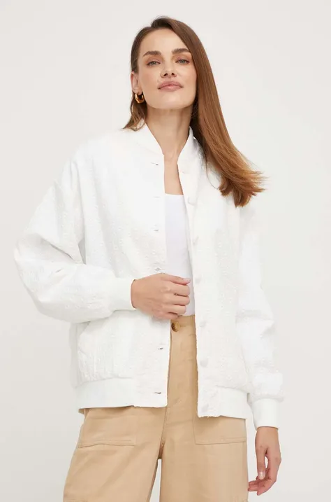 Μπουφάν bomber Answear Lab γυναικεία, χρώμα: άσπρο