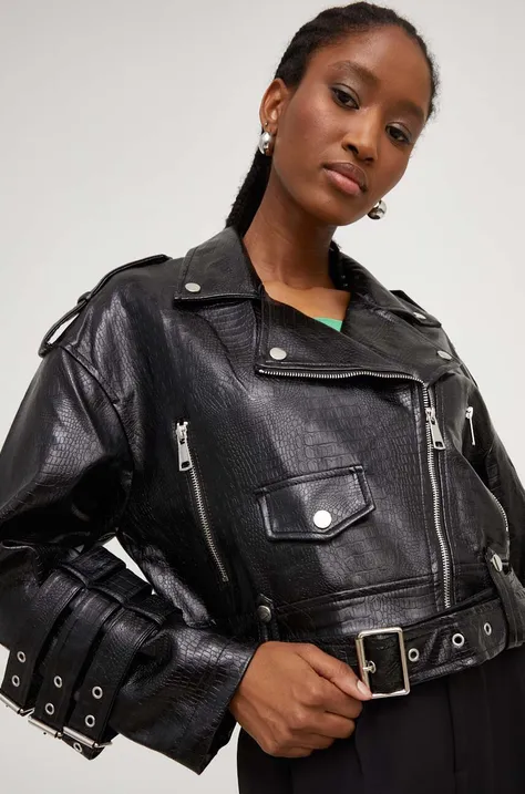 Biker jakna Answear Lab X omejena kolekcija NO SHAME ženska, črna barva