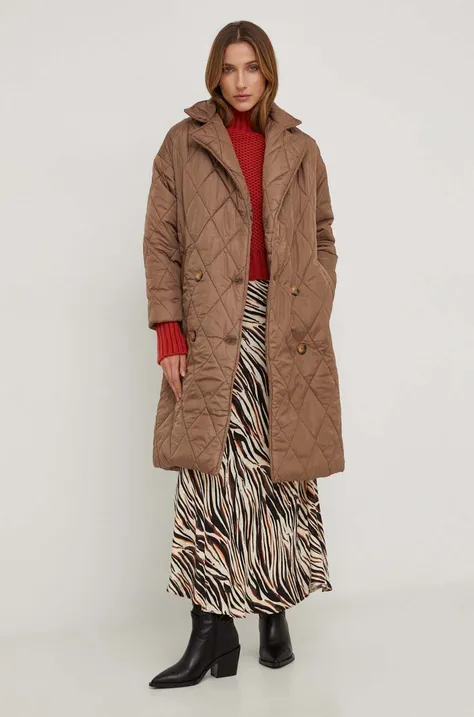Answear Lab rövid kabát női, barna, téli, oversize
