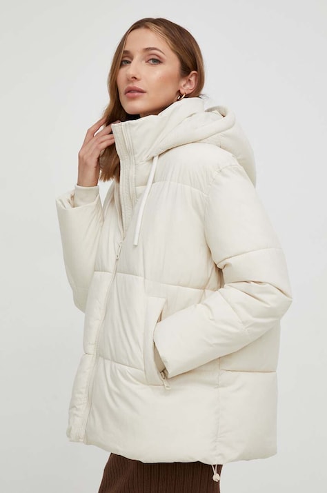 Answear Lab geaca femei, culoarea bej, de iarna, oversize