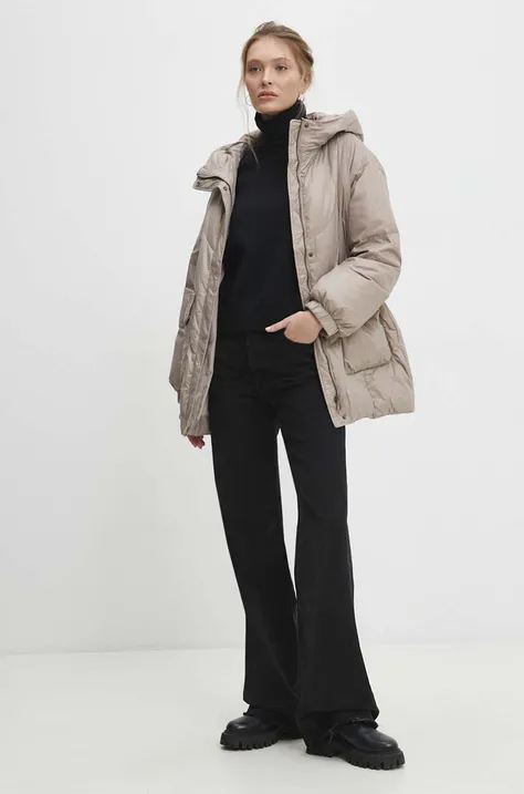Пухова куртка Answear Lab жіноча колір бежевий зимова
