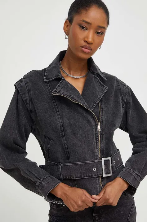 Джинсова куртка Answear Lab жіноча колір чорний перехідна
