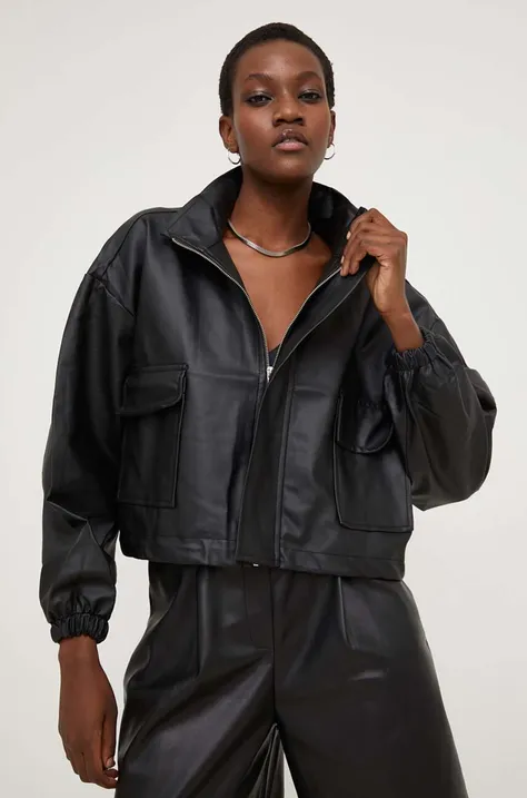 Jakna Answear Lab za žene, boja: crna, za prijelazno razdoblje, oversize