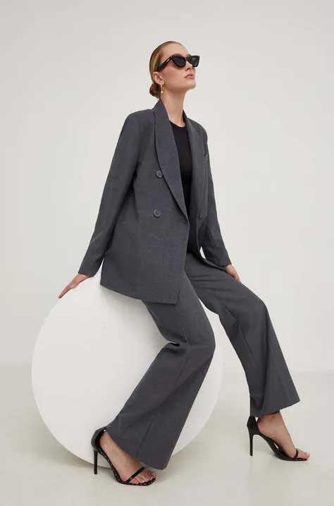 Пиджак Answear Lab цвет серый двубортный однотонная