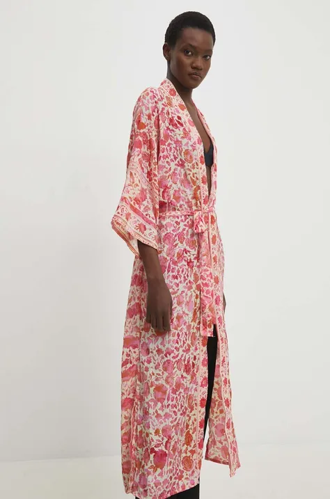 Kimono Answear Lab boja: ružičasta, oversize, s uzorkom