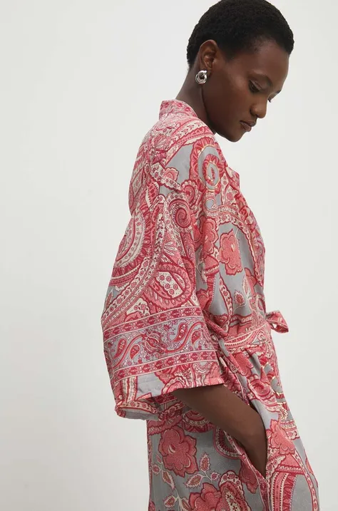 Kimono Answear Lab ružová farba, oversize, vzorovaná