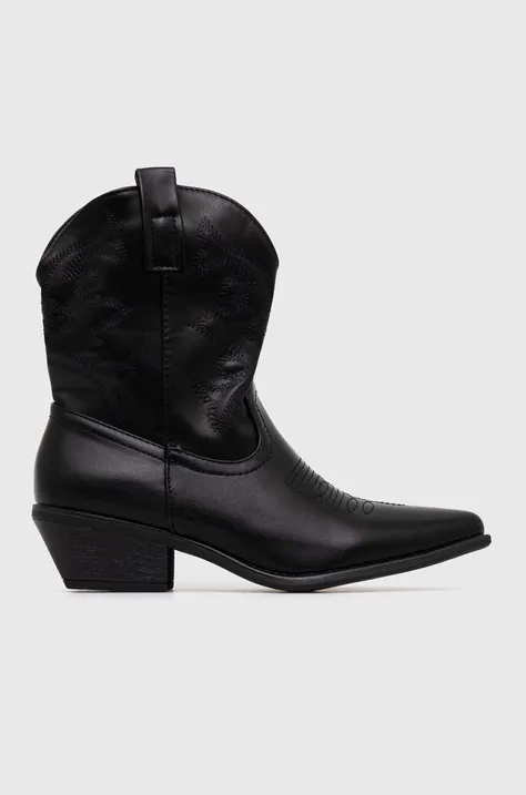 Kovbojské topánky Answear Lab dámske, čierna farba, na podpätku