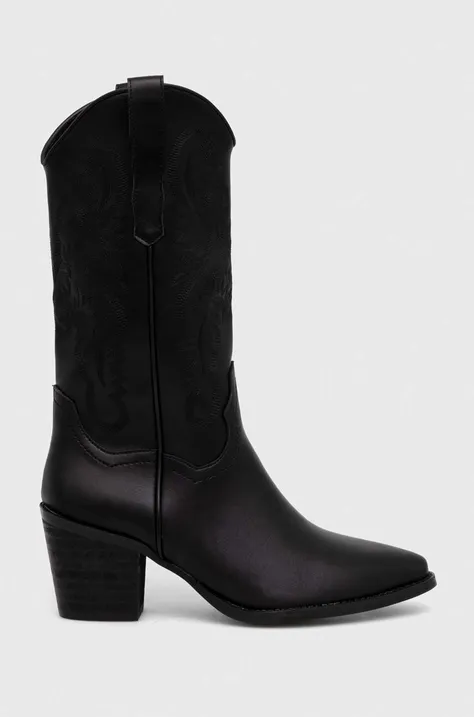 Kovbojské topánky Answear Lab X limitovaná kolekcia NO SHAME dámske, čierna farba, na podpätku