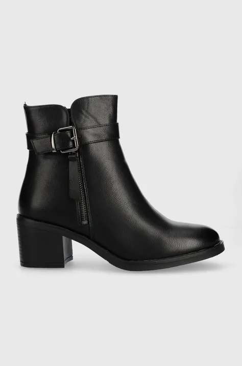 Členkové topánky Answear Lab dámske, čierna farba, na podpätku, jemne zateplené