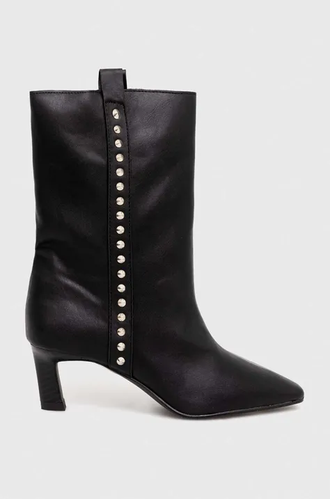 Členkové topánky Answear Lab dámske, čierna farba, na nízkom podpätku