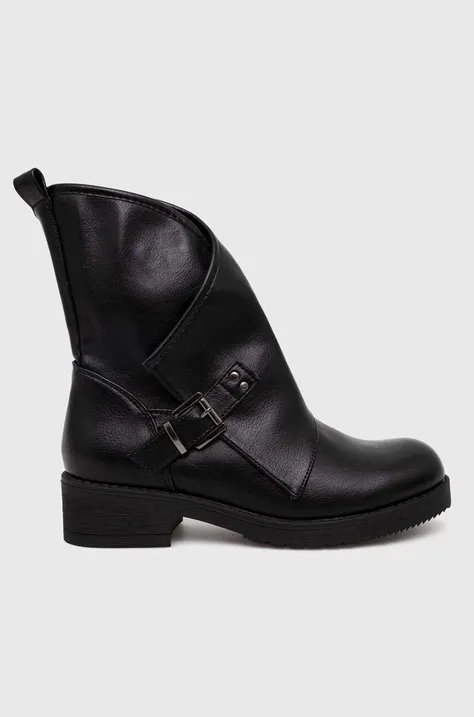 Členkové topánky Answear Lab X limitovaná kolekcia NO SHAME dámske, čierna farba, na plochom podpätku