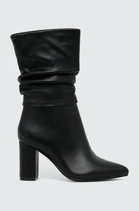 Členkové topánky Answear Lab dámske, čierna farba, na podpätku, jemne zateplené