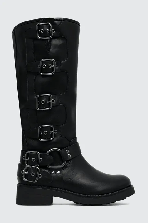 Čizme Answear Lab za žene, boja: crna, ravni potplat, sa srednje toplom podstavom