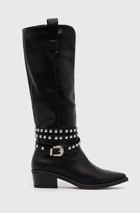 Kovbojské topánky Answear Lab dámske, čierna farba, na plochom podpätku