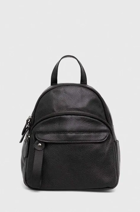 Kožený ruksak Answear Lab dámsky, čierna farba, malý, jednofarebný