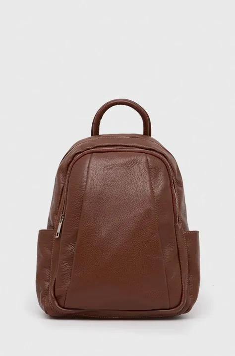 Kožený ruksak Answear Lab dámsky, hnedá farba, malý, jednofarebný