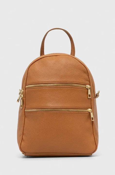 Шкіряний рюкзак Answear Lab жіночий колір коричневий малий однотонний