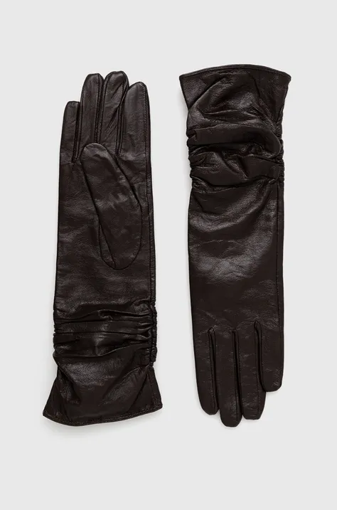 Kožené rukavice Answear Lab dámské, hnědá barva