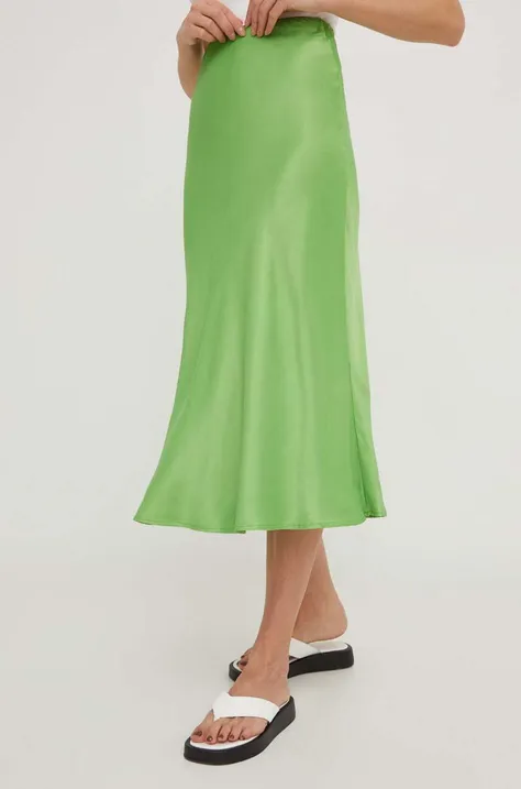 Suknja Answear Lab boja: zelena, midi, ravna