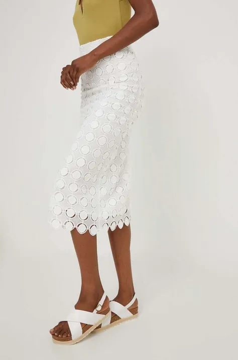 Suknja Answear Lab boja: bijela, midi, ravna