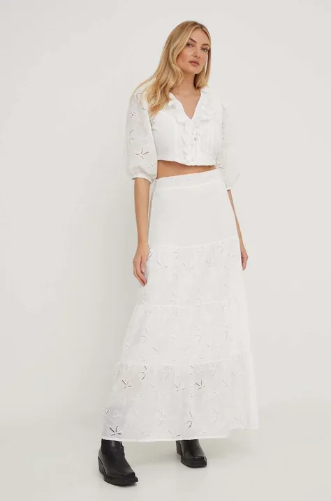Μπλούζα και φούστα Answear Lab X limited collection BE SHERO χρώμα: άσπρο