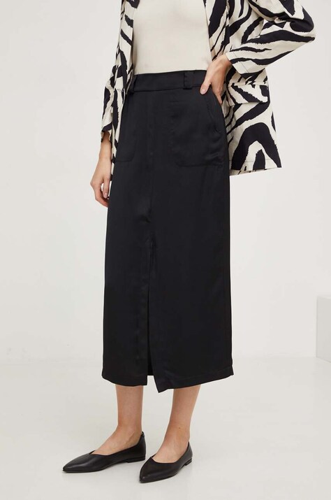 Answear Lab fustă culoarea negru, midi, drept