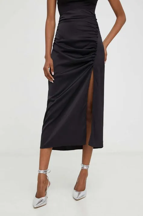 Suknja Answear Lab boja: crna, midi, ravna