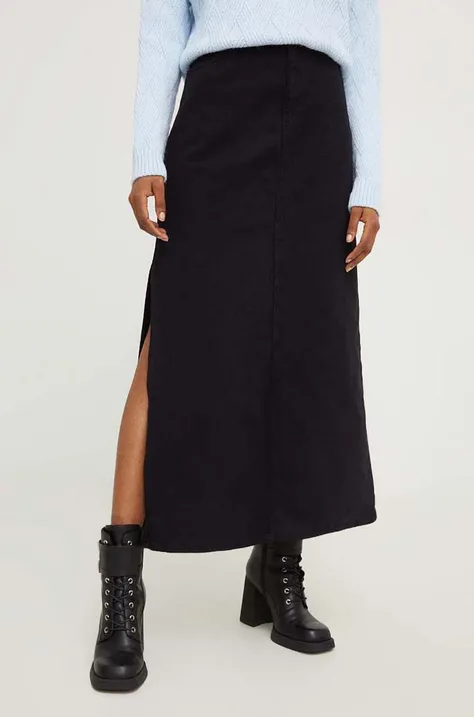 Džínová sukně Answear Lab černá barva, midi
