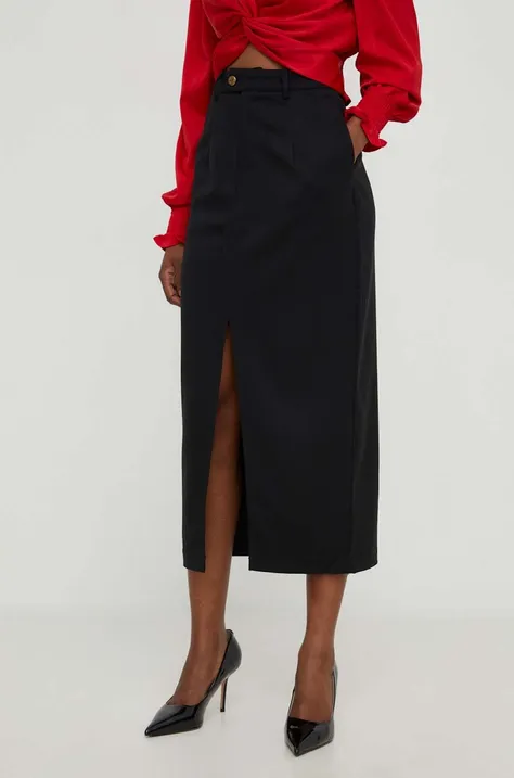 Μάλλινη φούστα Answear Lab χρώμα: μαύρο