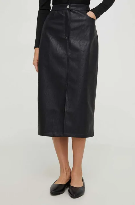 Suknja Answear Lab boja: crna, midi, ravna