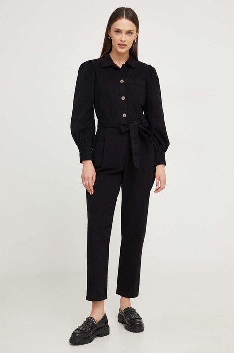 Answear.LAB farmer kezeslábas fekete, galléros