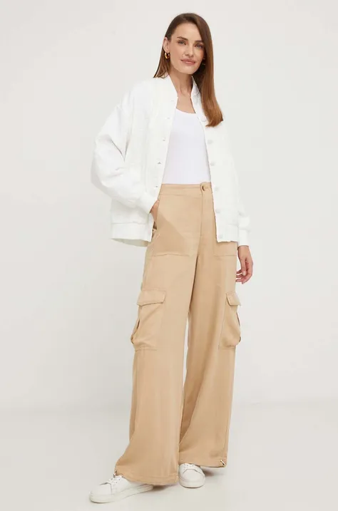 Answear Lab spodnie cargo damskie kolor brązowy szerokie high waist
