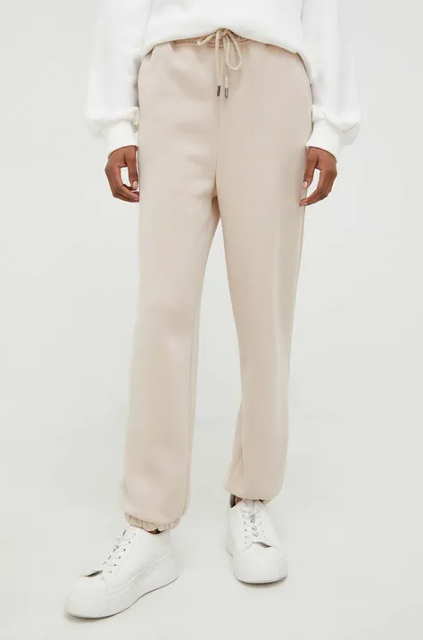Answear Lab spodnie dresowe kolor beżowy gładkie